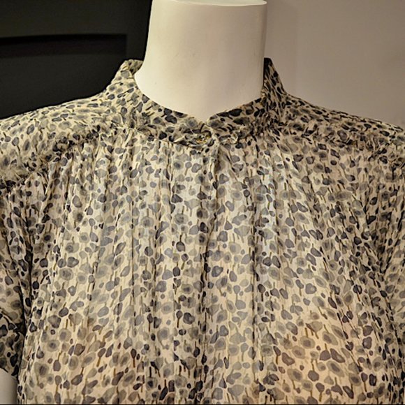 Vintage Miki Mialy Grey Ditsy Chiffon Tuni-Mini - Picture 3 of 10